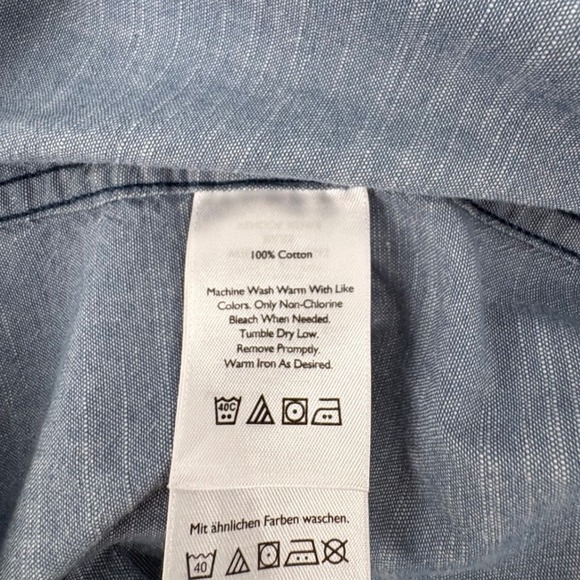 Eddie Bauer Mens XL Blue Classic Fit Short Sleeve Button Down Cotton Shirt - Picture 4 of 4